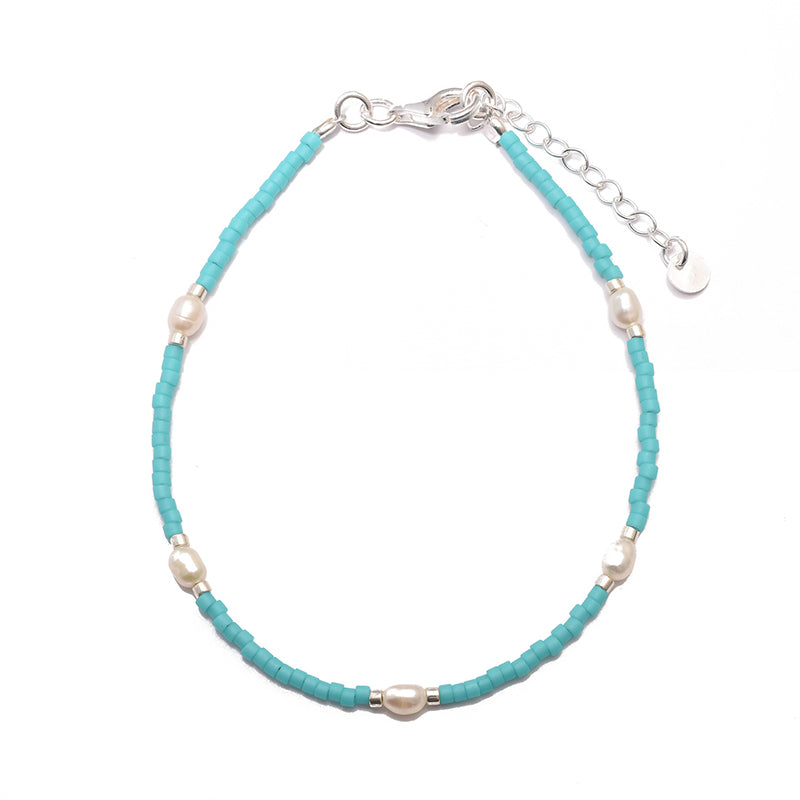 Turquoise And Pearl Beaded Bracelet – Silvershop