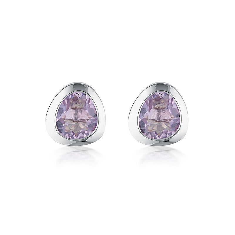 Silver amethyst store stud earrings